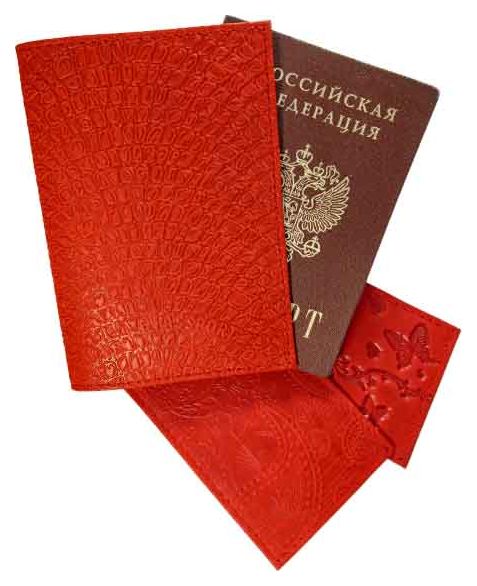 Цена: 152.60 руб. Обложка для паспорта из натуральной кожи, красный, сплошное тиснение по коже "Саламандра"
