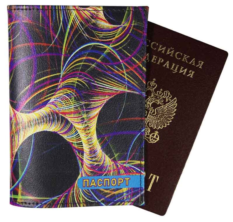 Цена: 252.00 руб. Обложка для паспорта из натуральной кожи, цветной рисунок по коже "Пружинки"