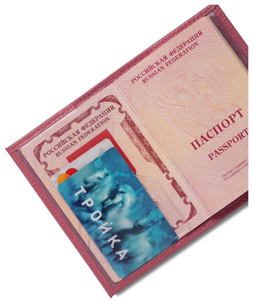 Цена: 198.80 руб. Обложка для паспорта из натуральной кожи Флотер, розовый, тисн.конгрев "PASSPORT"