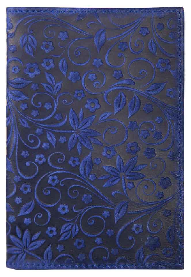 Цена: 126.00 руб. Обложка для паспорта из натуральной кожи, синий, сплошное тиснение по коже "Флаверс"