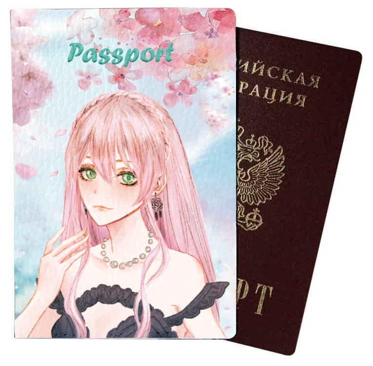 Цена: 312.20 руб. Обложка для паспорта из натуральной кожи, цветной рисунок по коже "Сакура"