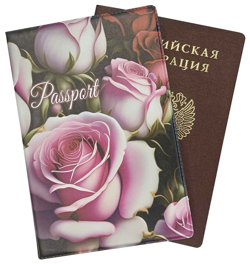 Цена: 59.92 руб. Обложка для паспорта, ПВХ матовый с печатью, принт "Пленительные розы" (PASSPORT)