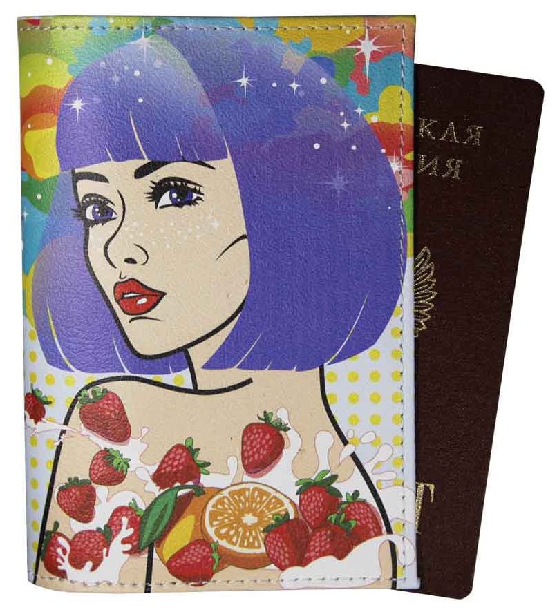 Цена: 252.00 руб. Обложка для паспорта из натуральной кожи, цветной рисунок по коже "Лилу"