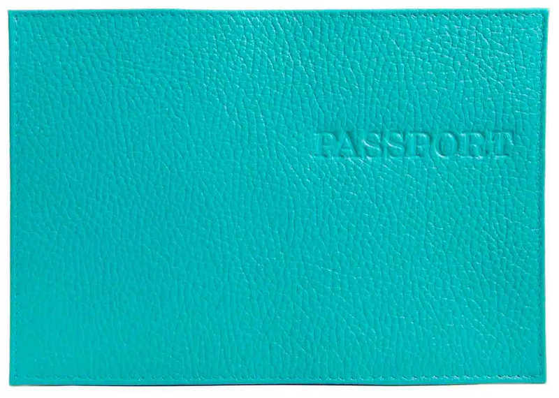 Цена: 198.80 руб. Обложка для паспорта из натуральной кожи Флотер, бирюзовый, тисн.конгрев "PASSPORT"