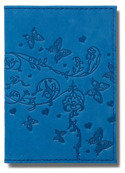 Цена: 152.60 руб. Обложка для паспорта из натуральной кожи, голубой, сплошное тиснение по коже "Вдохновение"