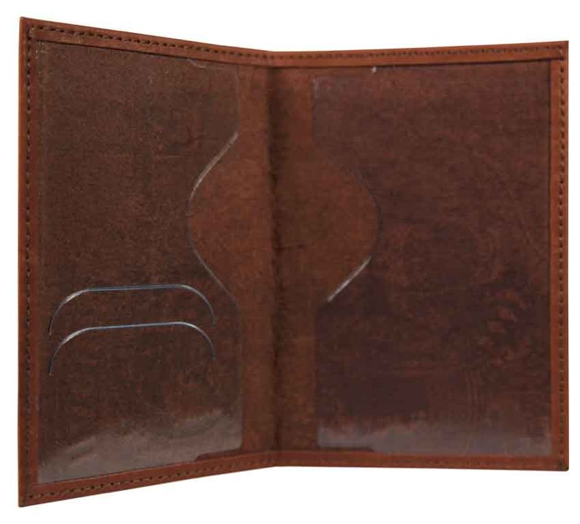 Цена: 152.60 руб. Обложка для паспорта из натуральной кожи, коричневый, тисн.блинтовое"Медведь"