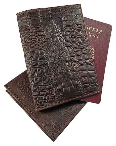 Цена: 152.60 руб. Обложка для паспорта из натуральной кожи, коричневый, сплошное тиснение по коже "Данди"