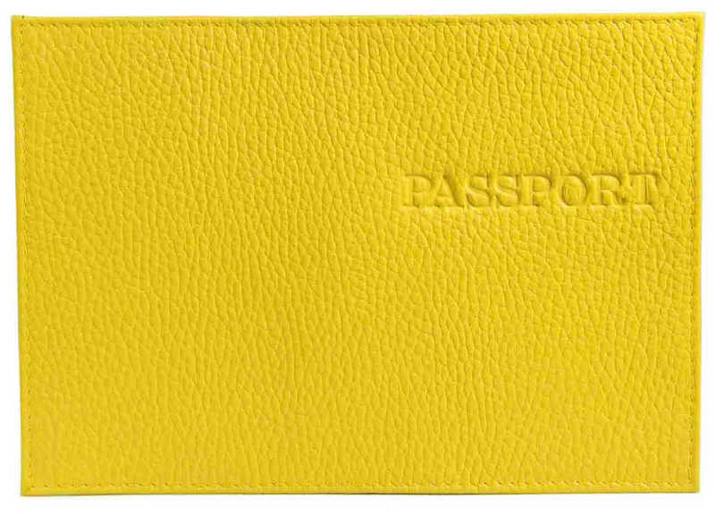 Цена: 198.80 руб. Обложка для паспорта из натуральной кожи Флотер, жёлтый, тисн.конгрев "PASSPORT"