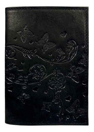 Цена: 126.00 руб. Обложка для паспорта из натуральной кожи, черный, тиснение по коже конрев "Вдохновение"