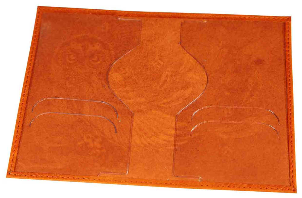 Цена: 126.00 руб. Обложка для паспорта из натуральной кожи, рыжий, сплошное тиснение по коже "Сова"
