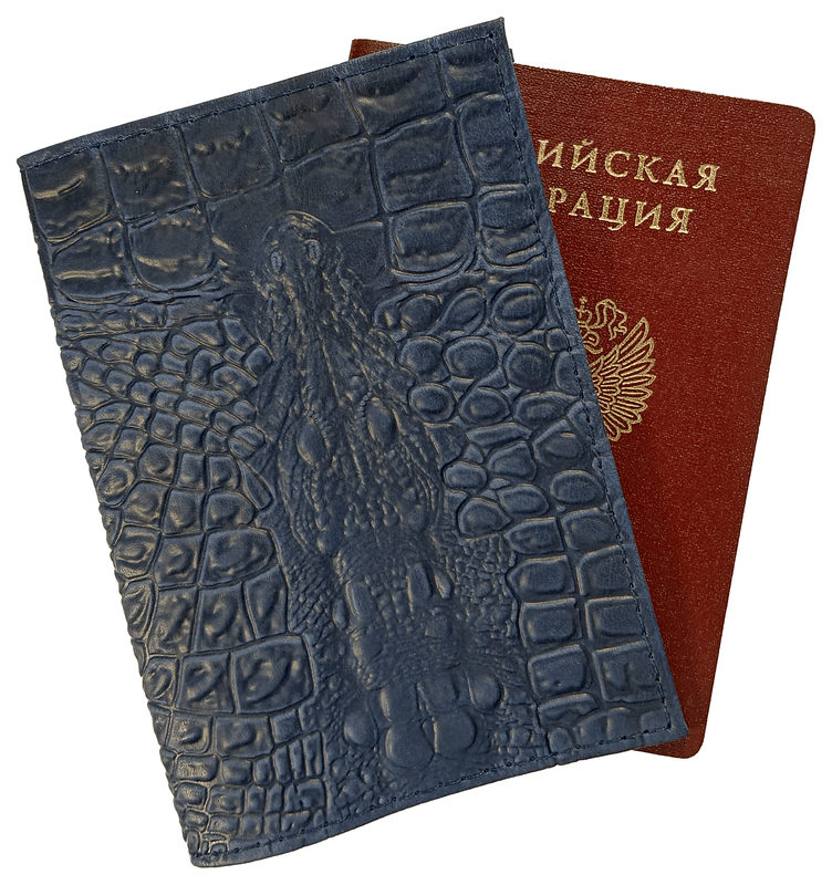 Цена: 152.60 руб. Обложка для паспорта из натуральной кожи, синий, сплошное тиснение по коже "Данди"