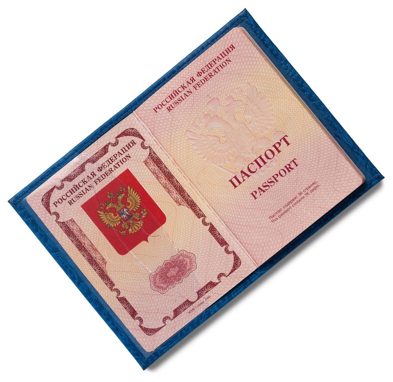 Цена: 152.60 руб. Обложка для паспорта из натуральной кожи, голубой, сплошное тиснение по коже "Флаверс"