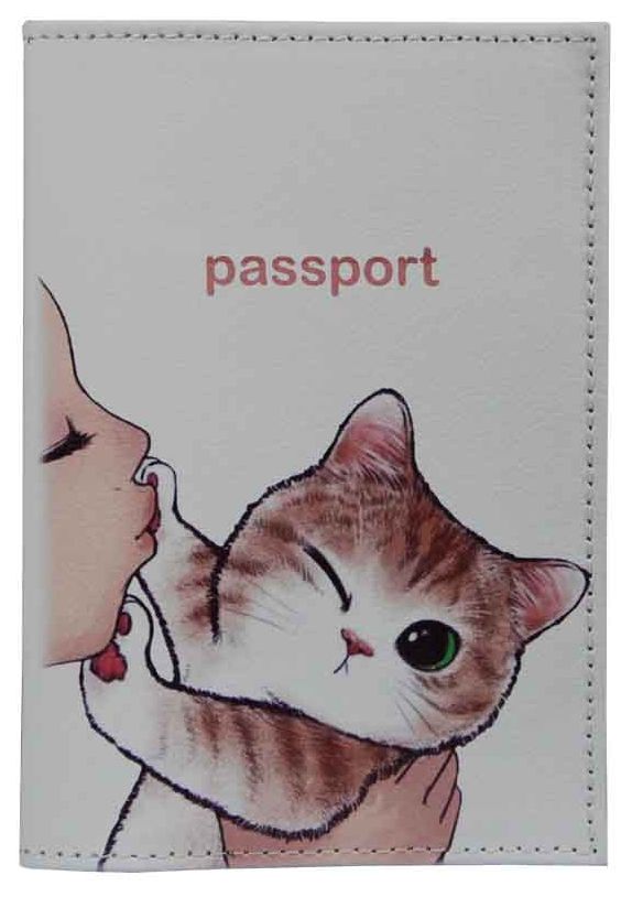 Цена: 252.00 руб. Обложка для паспорта из натуральной кожи, цветной рисунок по коже "Попался"