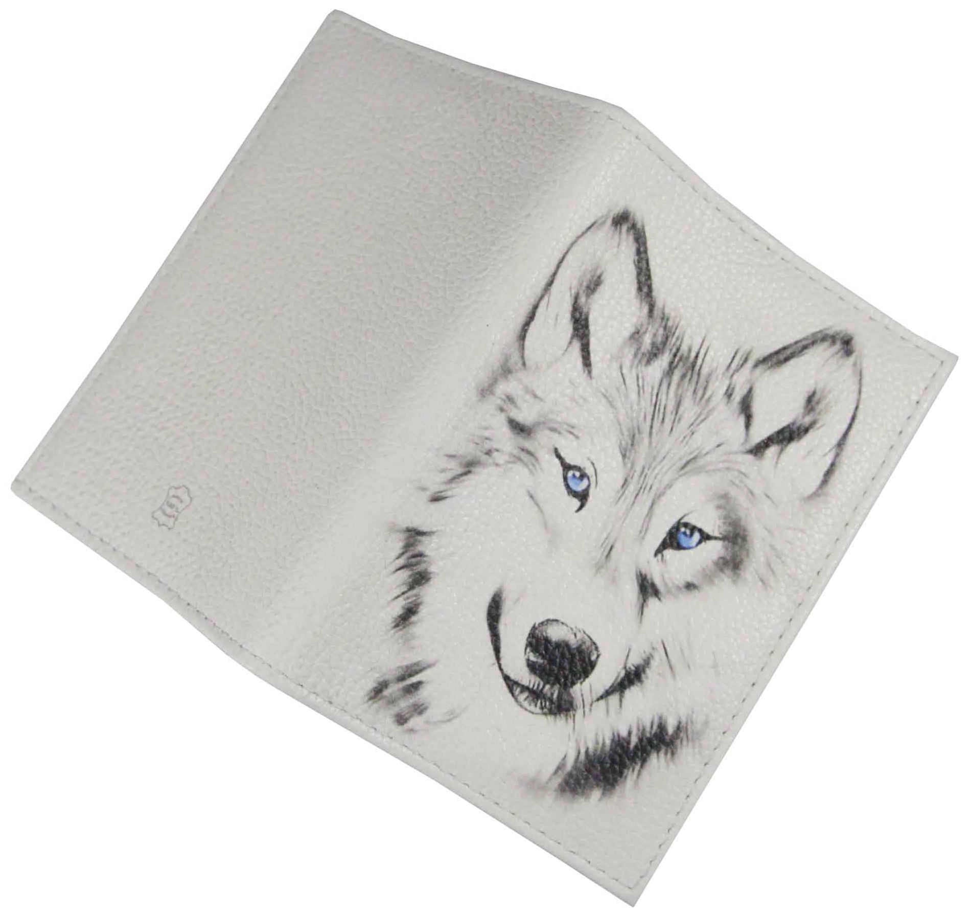 Цена: 361.20 руб. Обложка для автодокументов из натуральной кожи, цветной рисунок по коже "Северный волк"