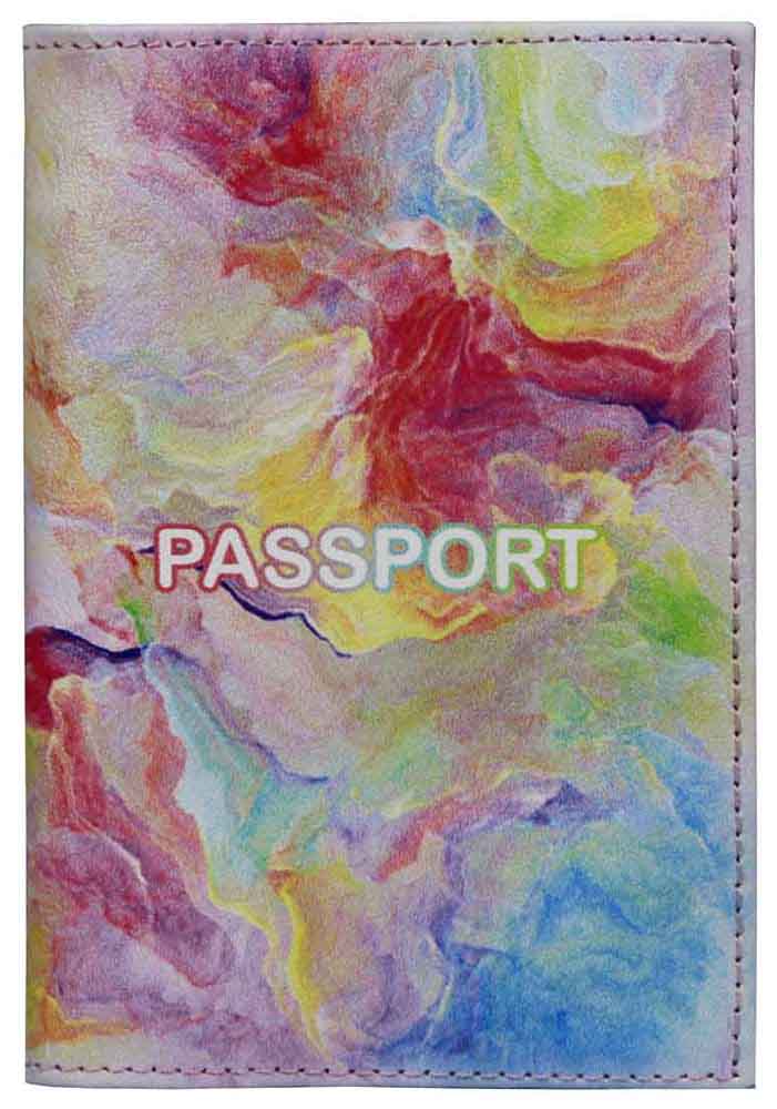Цена: 252.00 руб. Обложка для паспорта из натуральной кожи, цветной рисунок по коже "Прилив"