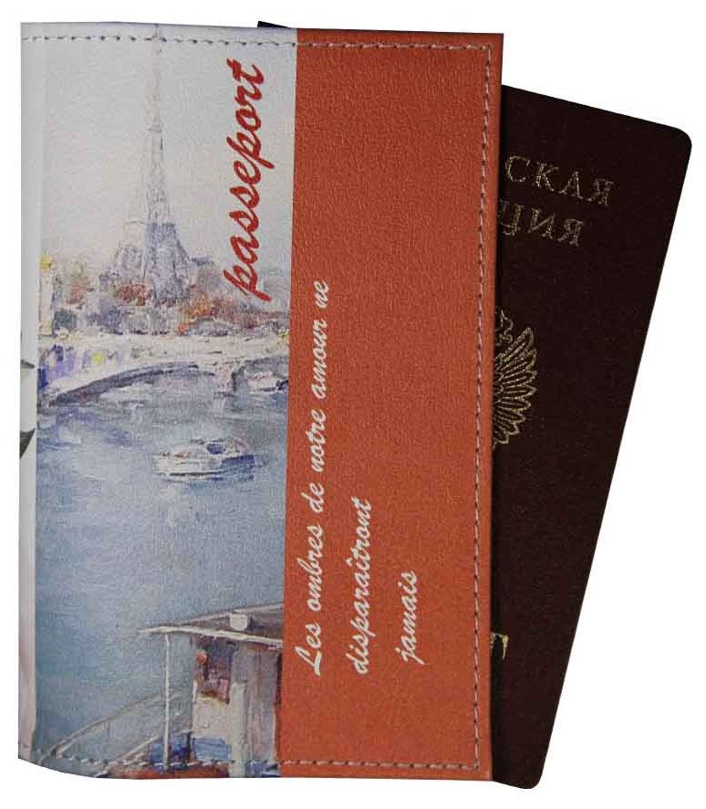 Цена: 252.00 руб. Обложка для паспорта из натуральной кожи, цветной рисунок по коже "Париж"
