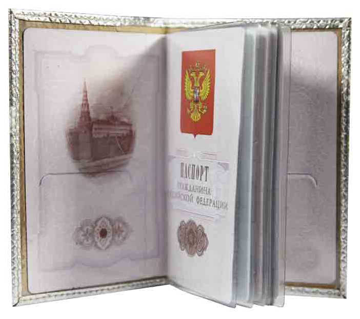 Цена: 164.92 руб. Обложка для паспорта из натуральной кожи, серебряный, сплошное тиснение фольгой "металлик" по коже "Железный Питон"