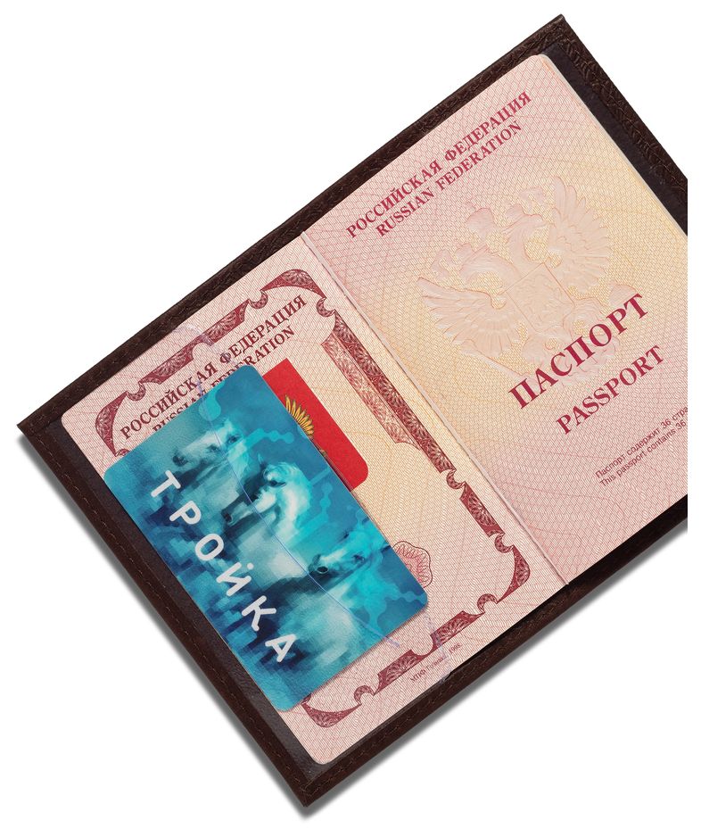 Цена: 152.60 руб. Обложка для паспорта из натуральной кожи, коричневый, сплошное тиснение по коже "Саламандра"