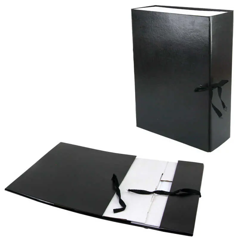 Архивный короб А4, 90 мм, бумвинил, складывающийся, черный