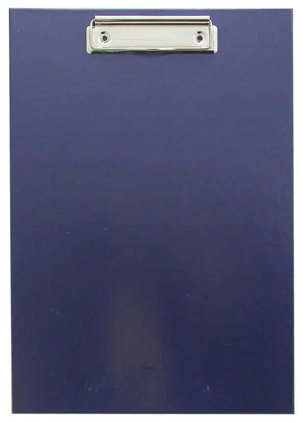 Папка-планшет без крышки, бумвинил А4 с металлическим зажимом синий