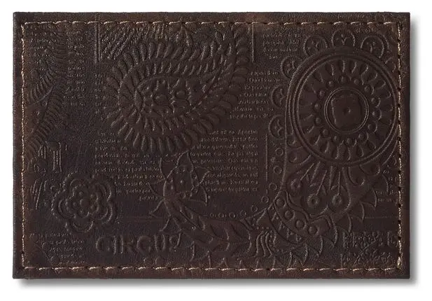 Обложка для проездного билета из натуральной кожи, коричневый, сплошное тиснение по коже "Индийский орнамент"