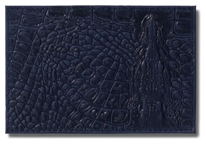 Визитница вертикальная 1 секц. (18 карманов) из натуральной кожи, синяя, тиснение "Данди"