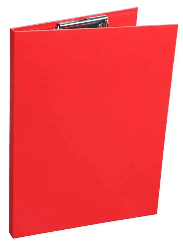 Папка-планшет с крышкой, бумвинил А4 с металлическим зажимом красный