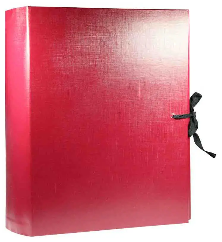 Архивная папка А4, 120 мм, бумвинил, 4 завязки, бордовая