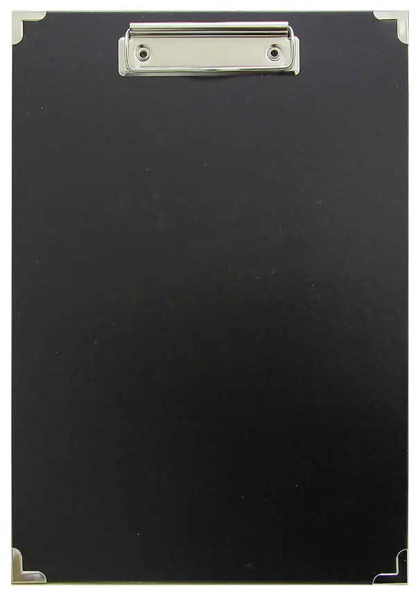 Папка-планшет без крышки, бумвинил А4 с металлическим зажимом и уголками черный