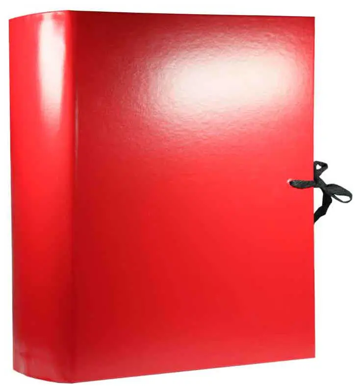 Архивная папка А4, 120 мм, бумвинил, 4 завязки, красная