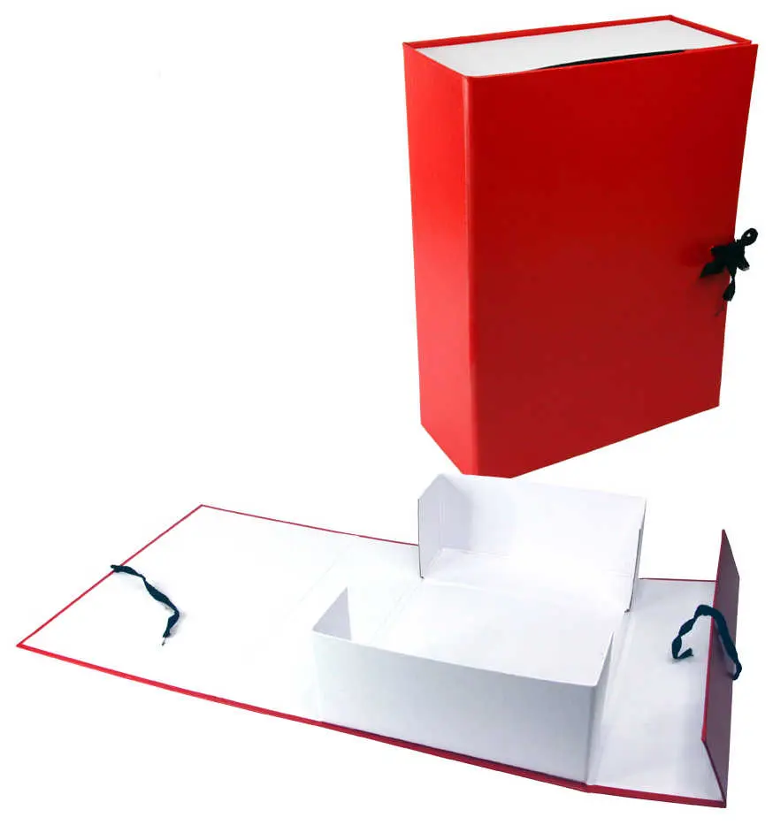 Архивный короб А4, 100 мм, бумвинил, не складывающийся, красный