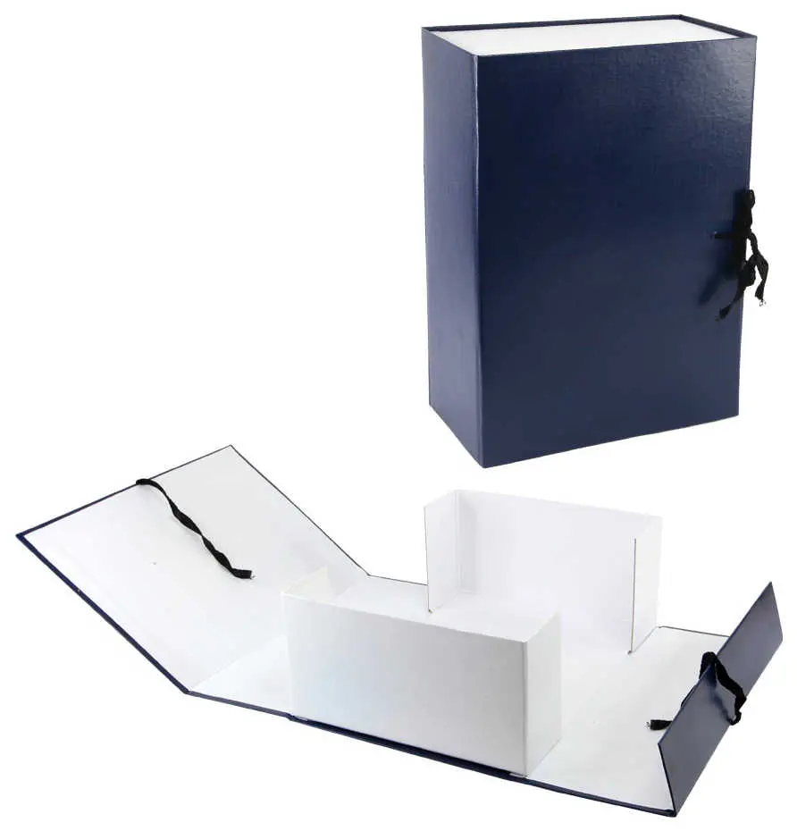 Архивный короб А4, 120 мм, бумвинил, не складывающийся, синий 