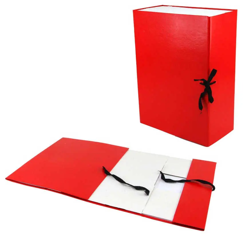 Архивный короб А4, 120 мм, бумвинил, складывающийся, красный