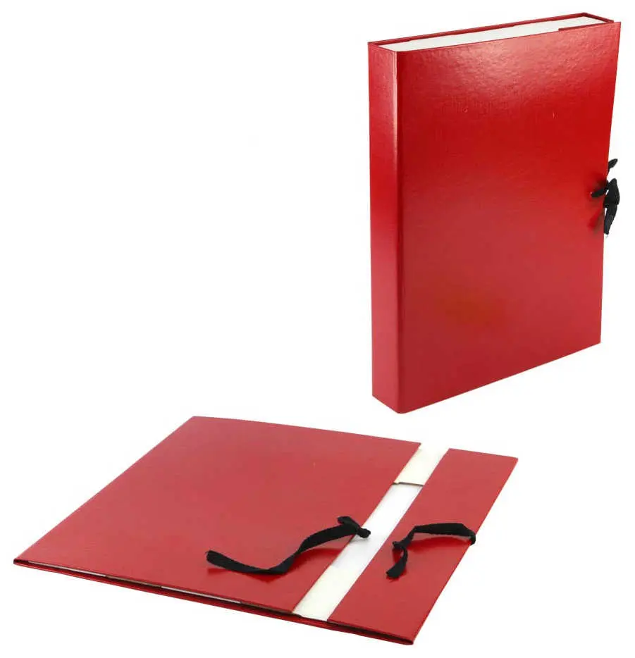 Архивный короб А4, 35 мм, бумвинил, складывающийся, бордовый