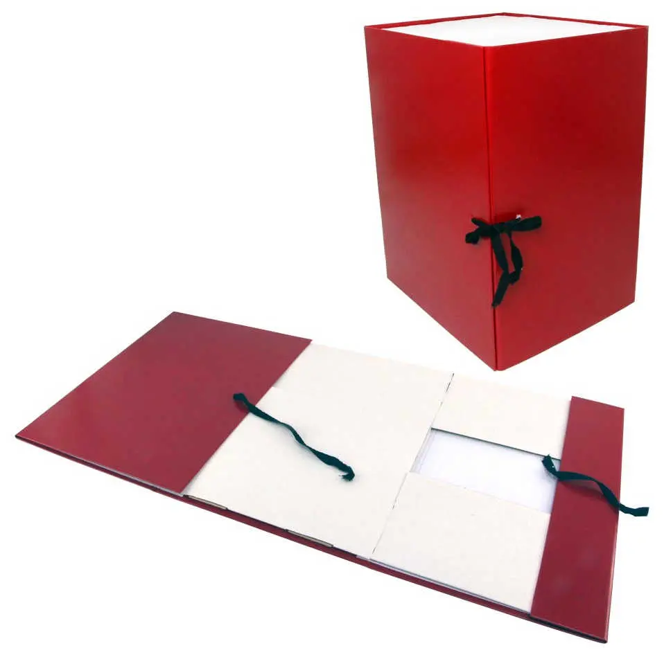 Архивный короб А4, 200 мм, бумвинил, складывающийся, бордовый