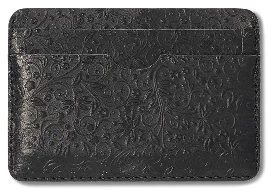 Картхолдер "Бетховен" из натуральной кожи, черный, пять отделений, тиснение "Флаверс"