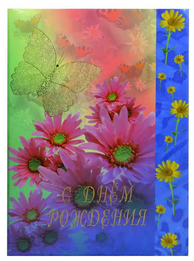 Папка адресная ламинированная А4 (пухлая) "С днем рождения" Бабочка