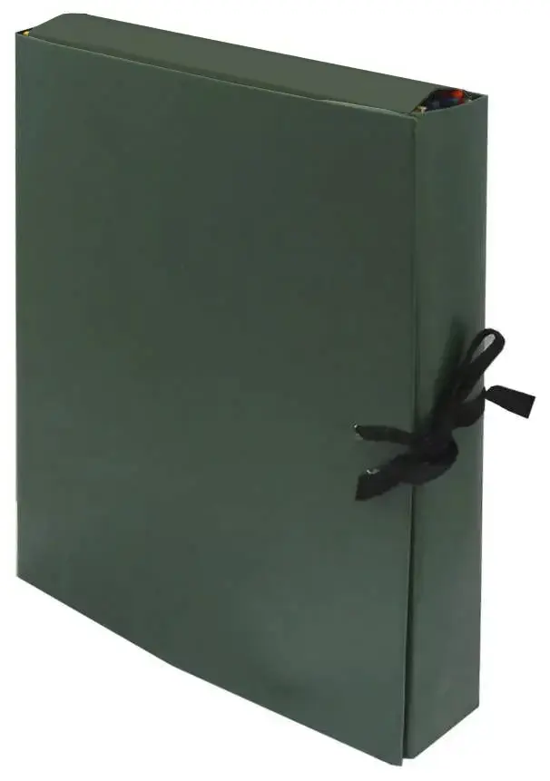 Архивная папка А4, 50 мм, бумвинил, 4 завязки, зеленая