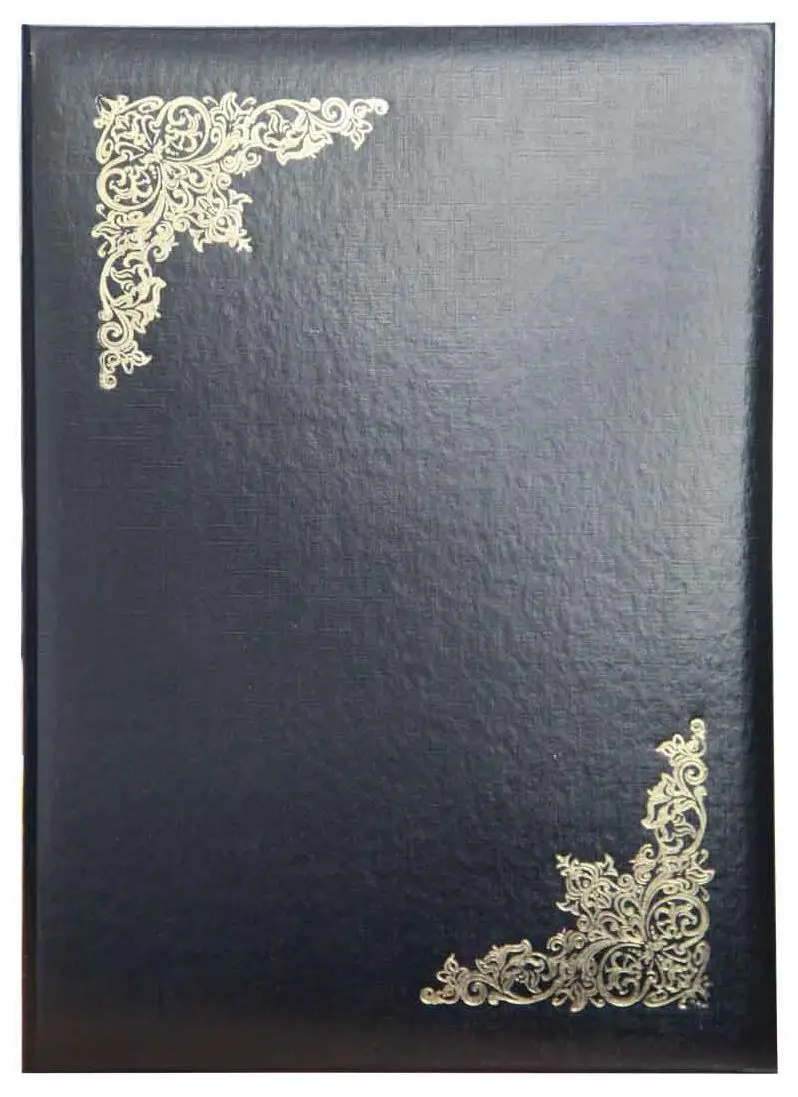 Папка адресная бумвинил А4 (пухлая) "С тиснеными уголками" черная с ляссе