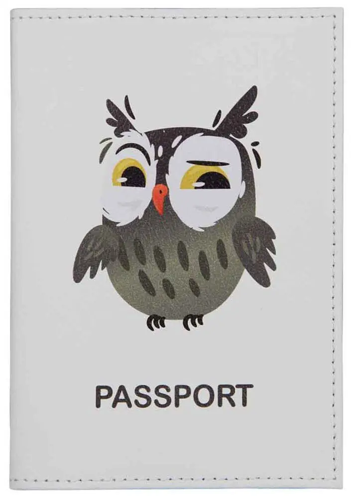 Обложка для паспорта из натуральной кожи, цветной рисунок по коже "Совунья"
