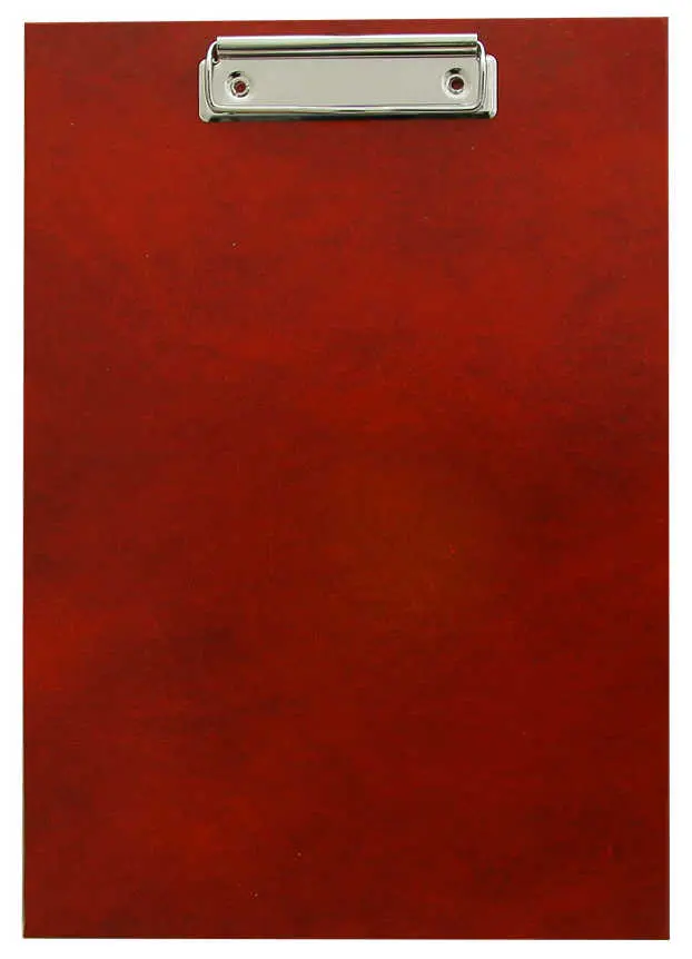 Папка-планшет без крышки, бумвинил А4 с металлическим зажимом бордовый с разводами 