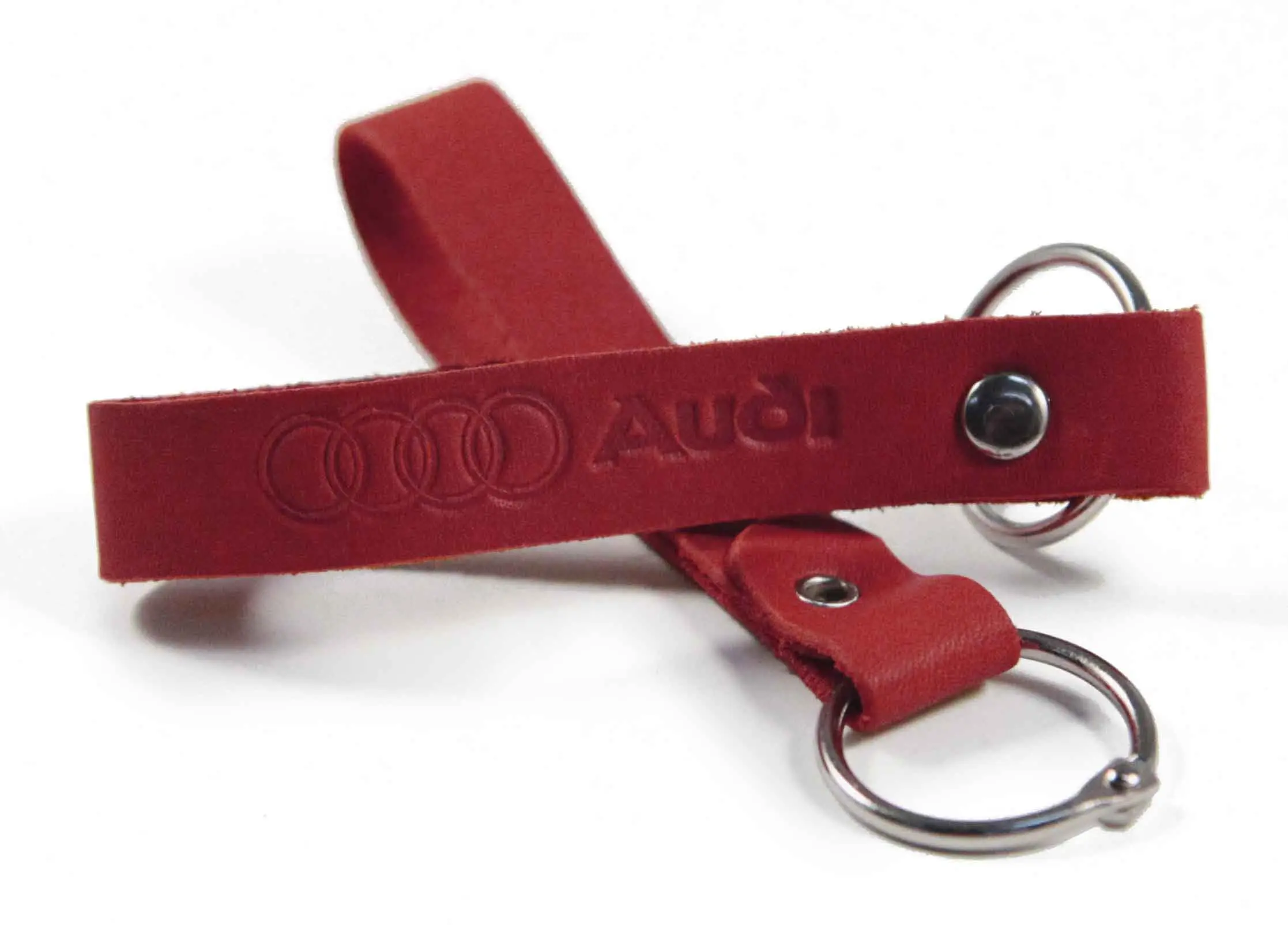 Брелок для ключей из натуральной кожи, красный, тиснение по коже конгрев "AUDI"