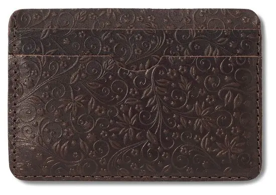 Картхолдер "Бетховен" из натуральной кожи, коричневый, пять отделений, тиснение "Флаверс"