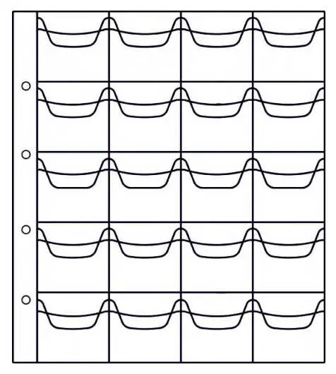 Лист для монет (193*215) на 20 ячеек, NUM