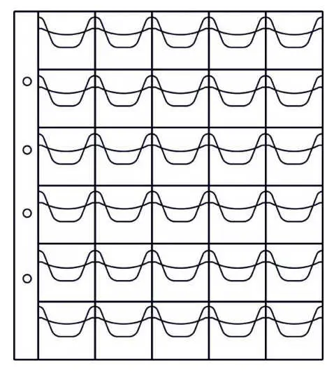 Лист для монет (193*215) на 30 ячеек, NUM