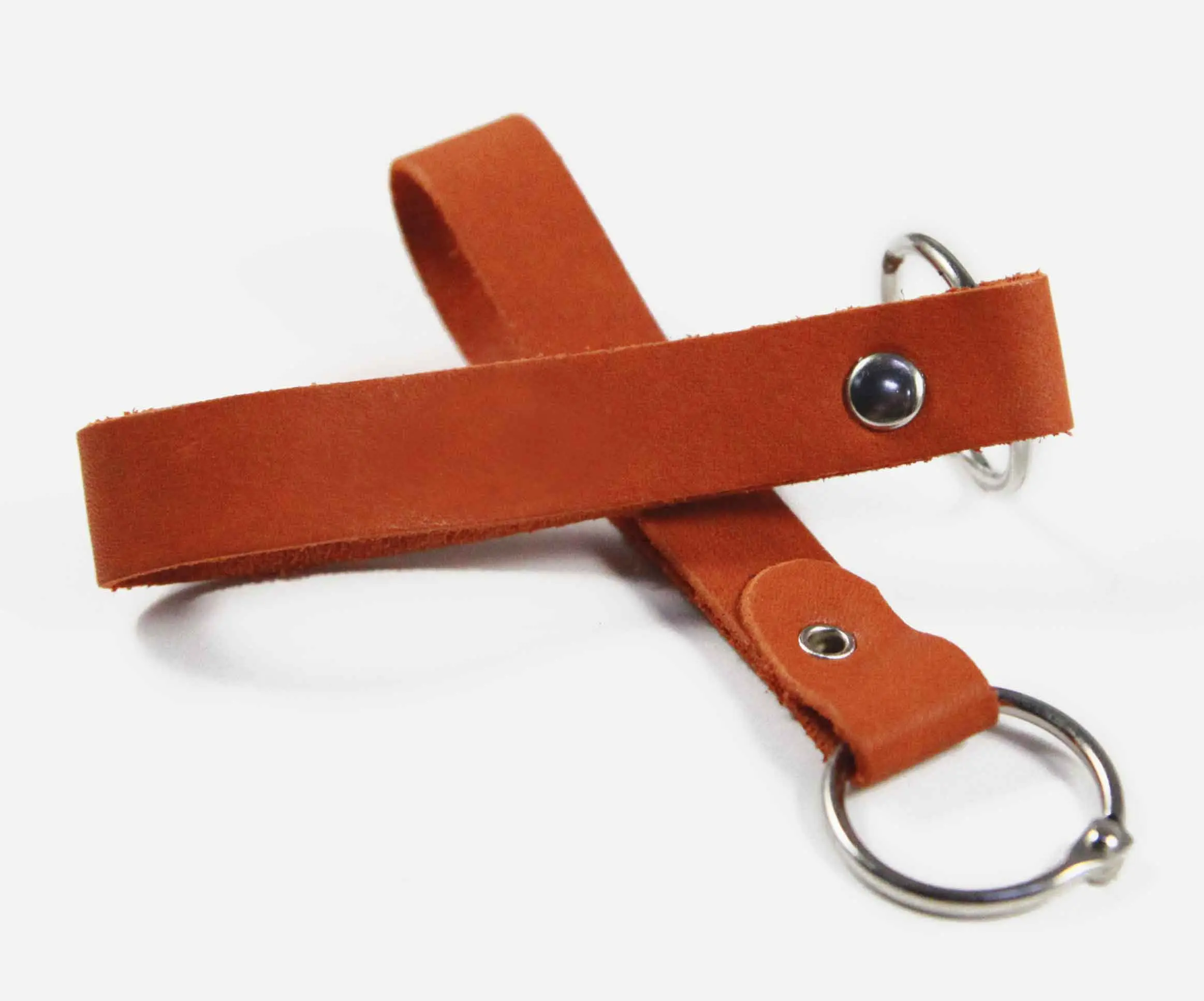 Брелок для ключей из натуральной кожи, рыжий, без тиснения