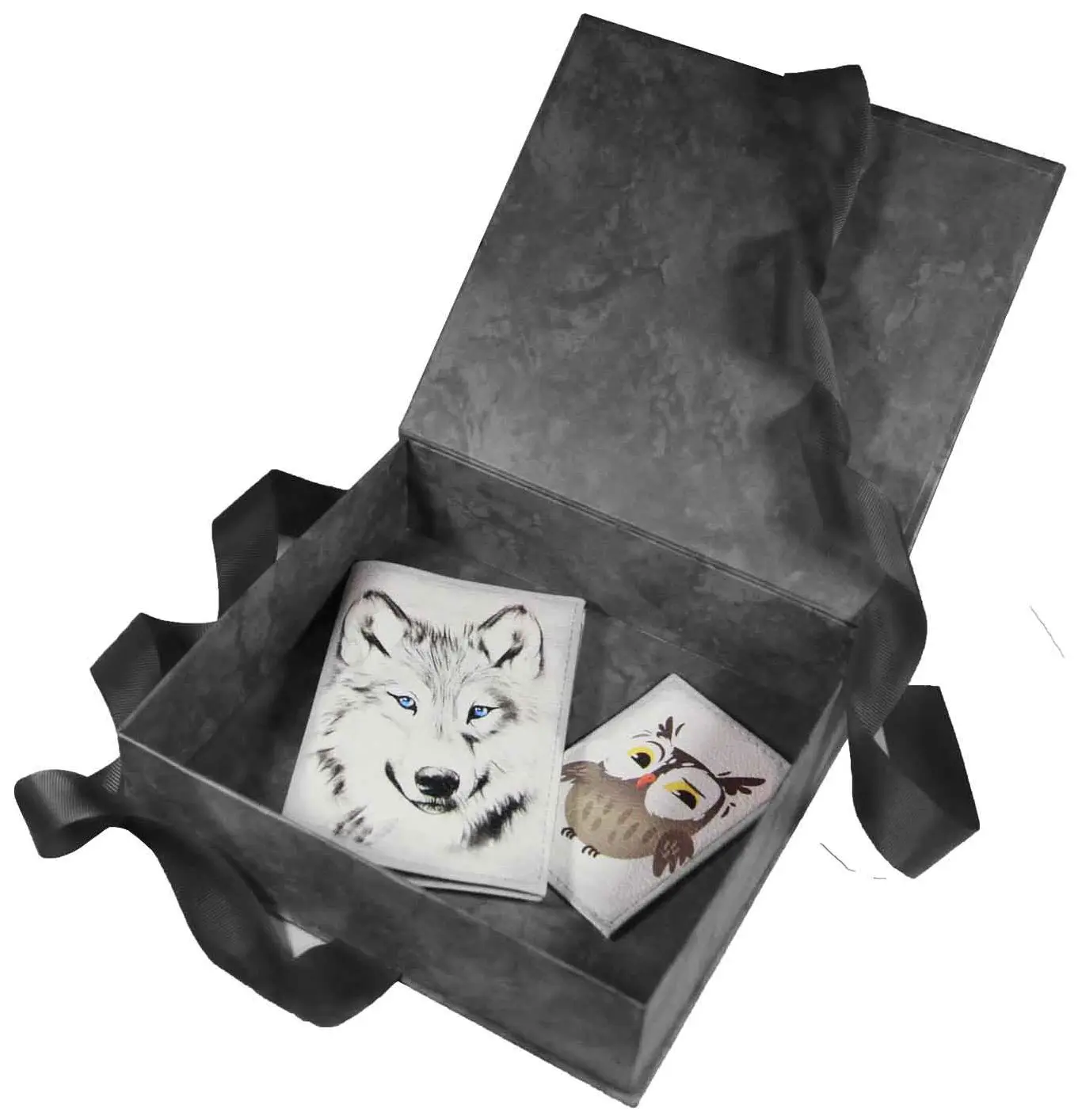 Коробка подарочная, 200*180*50 мм, переплетная бумага "Гроза черная"