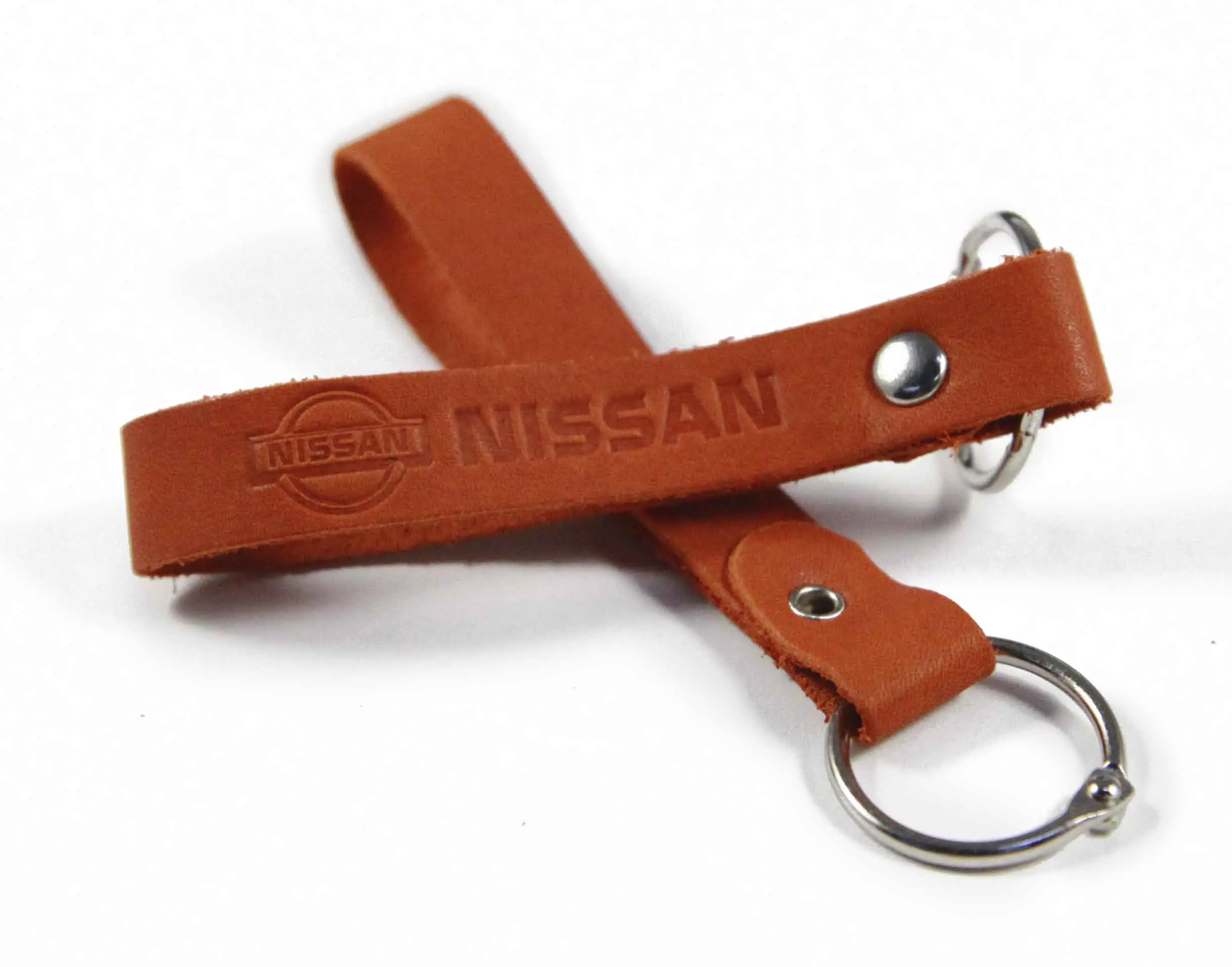 Брелок для ключей из натуральной кожи, рыжий, тиснение по коже конгрев "NISSAN"