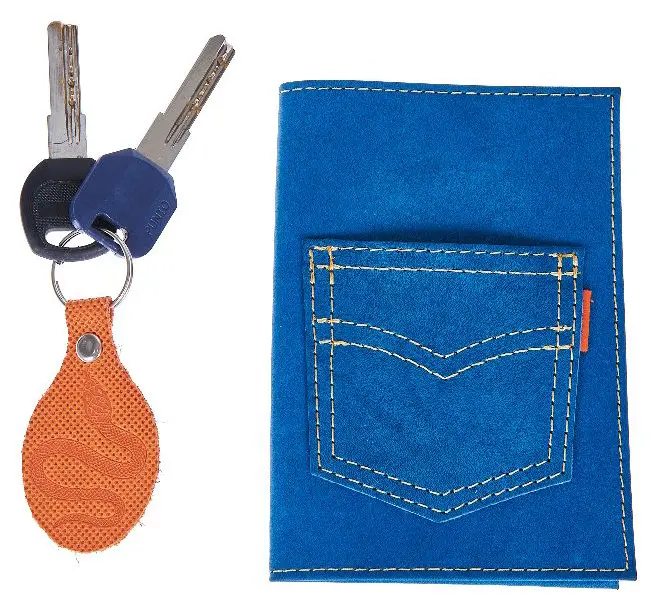 Подарочный набор "Гармония" из натуральной кожи, голубой