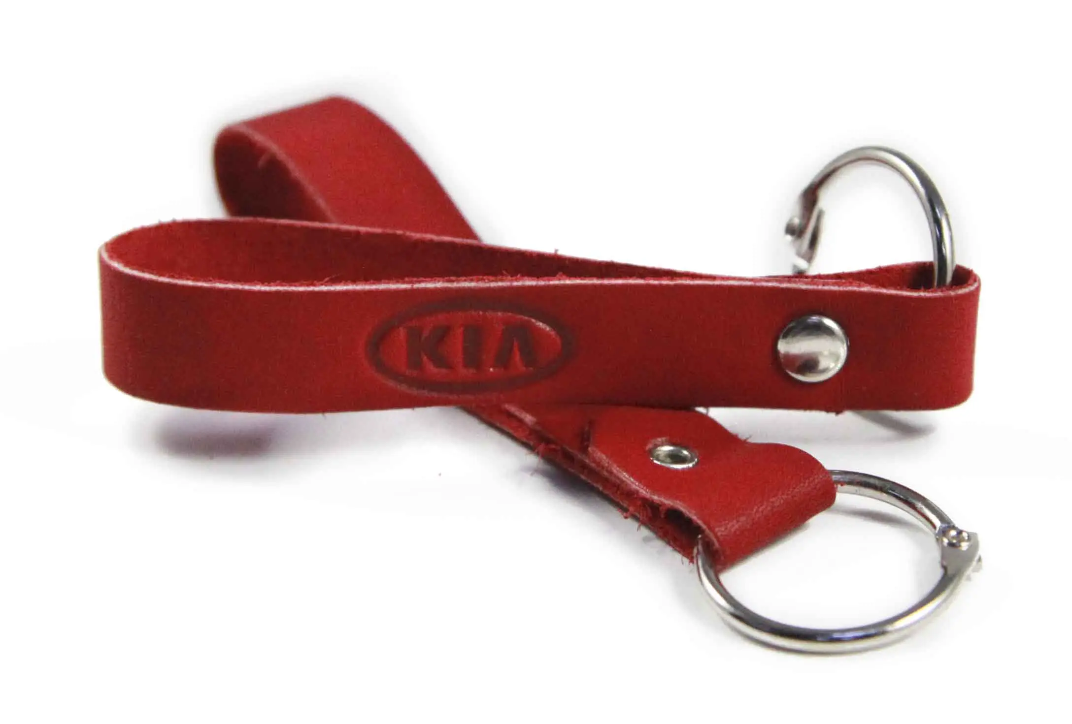 Брелок для ключей из натуральной кожи, красный, тиснение по коже конгрев "KIA"